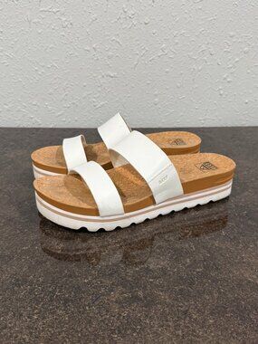 Reef Vista Hi Platform Sandals Women's White Cork Two Strap Slides